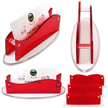 Beauticom Modern Style Plastic Business Card Holder Display (Red, 6pcs) - £28.13 GBP