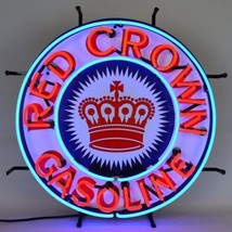 Red Crown Gasoline Handmade Neon Sign 24&quot;x24&quot; - £346.92 GBP