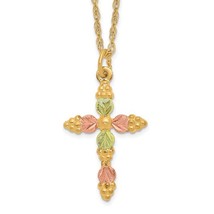 10K Tri-Color Gold Black Hills Gold Cross Necklace - £168.65 GBP