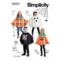 Simplicity Sewing Pattern 9351 11163 Childs Poncho Cape Costume Masks Ha... - $8.99