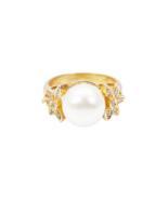 18ct Yellow Gold Pre-Owned Button Freshwater Pearl Elegant  Vintage Flor... - $23,964.58 MXN