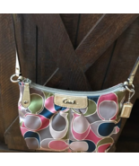 COACH Brown Leather SwingPack Handbag Purse Shoulder Bag Ashley Scarf Si... - $48.51