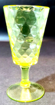 Bryce Brothers Diamond Quilt~ EAPG Goblet 19th Century Yellow Uranium Glass - £47.47 GBP
