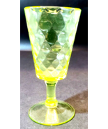 Bryce Brothers Diamond Quilt~ EAPG Goblet 19th Century Yellow Uranium Glass - £46.92 GBP