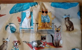 Cats & Dogs Summer Fun at the Beach Vinyl Flannel Back Tablecloth - Many SIzes!! - $9.74+