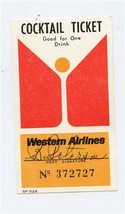 Western Airlines Cocktail Ticket Free Drink Coupon Expired &amp; Unusable - $13.86