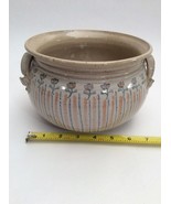 LARGE CLAY BOWL PAINTED 7&quot;-8&quot; Brown Blue SIGNED MAKERS MARK &quot;E&quot; - $9.08 CAD