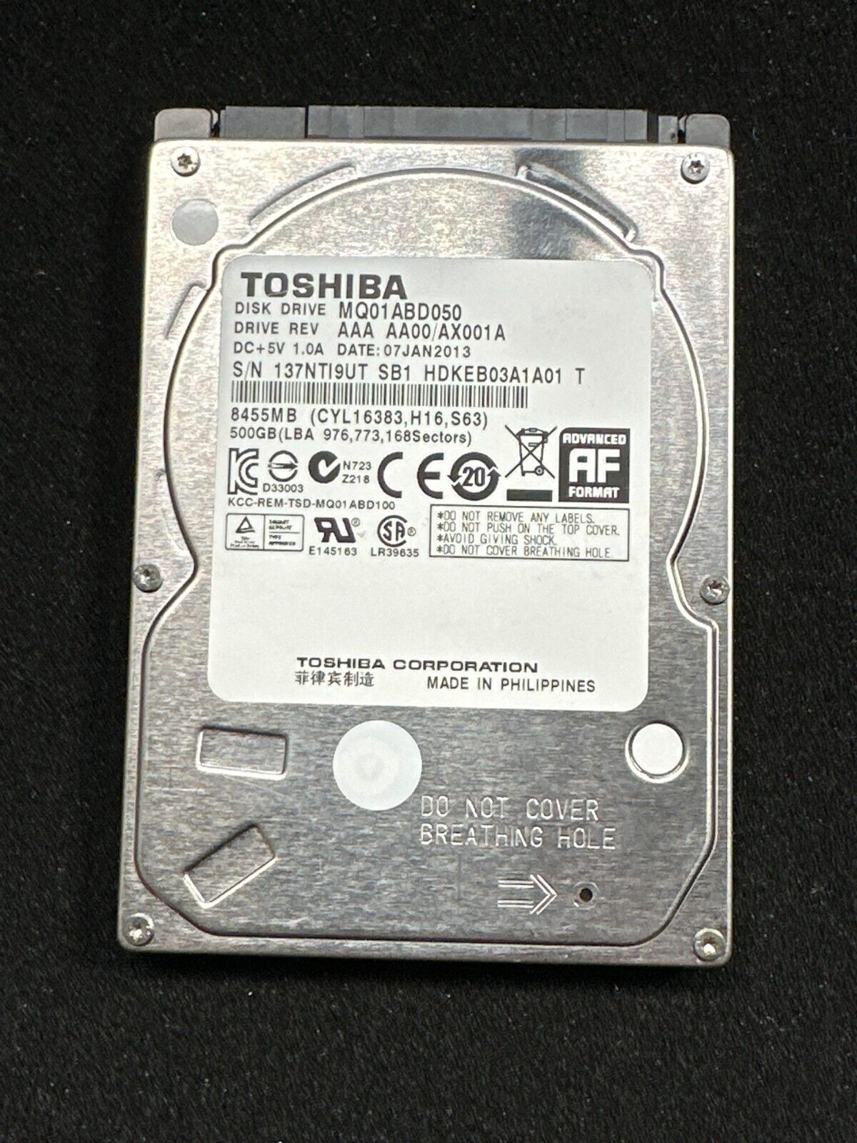 Toshiba 500GB MQ01ABD050 HDD Hard Drive - $9.49