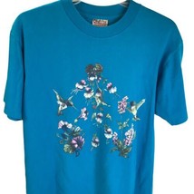 Vintage Hummingbird Shirt Oneita Power-T Sz M Single Stitch Tee USA  - $19.77