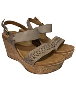 Kork Ease Sandals Womens 7 Tan Leather Wedge Austin Braid Cork Espadrille Beach - $44.54