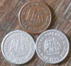 3-1935 Vintage New Mexico Emergency School Tax Tokens. 2 Aluminum 1 Copper. - £5.49 GBP