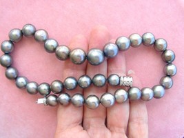 VINTAGE AUTHENTIC SOUTH SEA TAHITIAN 9-13mm BLACK PEARL STRAND 16&quot; NECKL... - £1,712.49 GBP