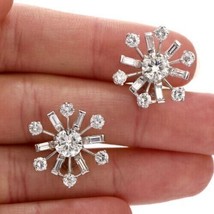 2Ct Round Cut VVS1 Diamond Snowflake Women&#39;s Stud Earrings 14K White Gold Finis - £120.64 GBP