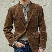 Corduroy Jacket Winter Solid Color Casual Blazer Fashion Warm Men Coat - £23.17 GBP+