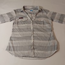 Columbia XL7066 Auburn Women’s Cotton White & Gray Stripes Long Sleeve Shirt S image 10