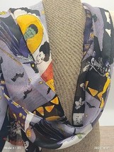 Halloween Multi Characters Polyester Scarf Silk Feel 57&quot; Ghost Bats Skeleton - £11.74 GBP