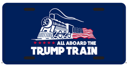 All Aboard The Trump Train Blue USA President US Aluminum Embossed License Plate - £15.13 GBP