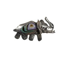 Vintage Sterling Abalone Shell 3D Figural Elephant Trunk Up Brooch Pin M... - £20.16 GBP