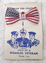 American Flag Silky Ribbon Pin on Disabled Veterans Card 1 3/4 x 1 inch - $9.41