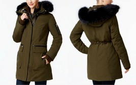 Vince Camuto Women&#39;s XL Mixed-Media Layered Parka Zip Front Faux Fur Hoo... - £87.61 GBP