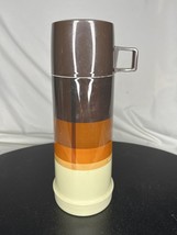 Vintage Thermos King Seeley 22F 722 22A63 Brown Stripe Vacuum Bottle 32 Oz. - $223.67 MXN