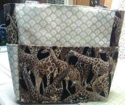 Giraffes Wildlife Africa Safari Gold Black Purse/Project Bag Handmade 12x12 - $37.14