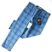 NWT Levi&#39;s Wedgie Straight in Jive Chill Plaid Stretch Denim Crop Jeans 26 $98 - £44.28 GBP