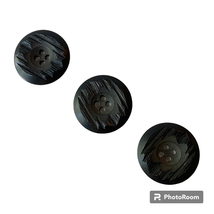 Plastic Buttons 4 Hole Black Textured Set of 3 Original Sewing Fidget Cr... - $9.87