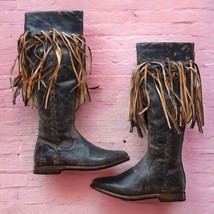 $365 Bed|Stü Yellowstone Cowgirl Boots 9 1/2 Black 9.5 Distressed Leathe... - £177.84 GBP