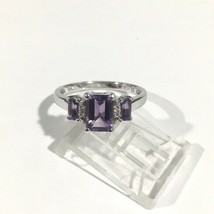 10k White Gold Ring With Amethyst &amp; Diamonds - £257.71 GBP