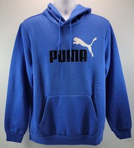 D) Puma Blue Men Pullover Long Sleeve Big Logo Hoodie Kangaroo Pocket Large - $19.79