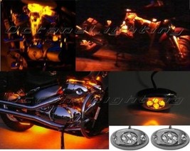 OCTANE LIGHTING 2 Orange Amber Led Chrome Modules Motorcycle Chopper Fra... - $144.32 MXN