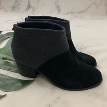 Toms Womens Ankle Boots Size 9.5. Black Gray Suede Wool Low Heel Tassel - £31.72 GBP