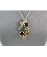 Womens Sterling Silver Modernist Gold Tone Pendant Necklace 12.6g E1830 - €73,07 EUR