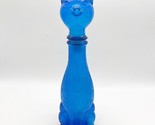 9&quot; Empoli Cat Decanter Bottle Blue MCM Italian Glass - $79.99