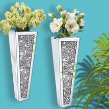 Flower Vase Crushed Diamond Mirrored Hanging Planter&amp; Geometric Decor Mirrored C - £42.70 GBP
