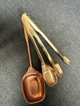 Vintage Copper Color Aluminum Measuring Spoons 1 tsp, 1/2 tsp, &amp; 1/4 tsp - £8.50 GBP
