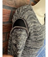 Black White Gray Silver Sweater Medium Zipper Accents Long Sleeve Wool B... - $19.00