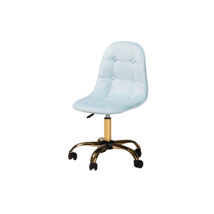 Kabira Glam and Luxe Aqua Velvet Fabric and Gold Metal Swivel Office - $155.99