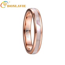 BONLAVIE 4mm Tungsten Carbide Ring Women&#39;s Rose Gold Tungsten Steel Ring with Mo - £15.08 GBP
