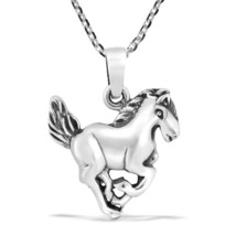 Galloping Freely Noble Horse Stallion Sterling Silver Pendant Necklace - £15.74 GBP