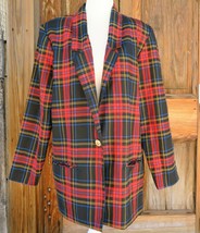 Barrie Stephens Red Plaid One-Button Blazer Jacket Vintage 1990s Size 8 - £23.87 GBP