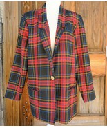 Barrie Stephens Red Plaid One-Button Blazer Jacket Vintage 1990s Size 8 - £23.33 GBP