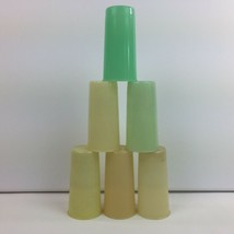 Vintage Tupperware Tumblers Colored Plastic Green Yellow Tall Cups Lot of 6 - £23.42 GBP