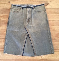 BEBE  Levis Womens Coated Denim Jean Skirt Size 30 Reconstructed Raw Hem A- Line - $85.00