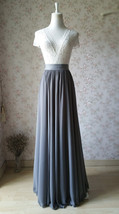 GRAY Chiffon Maxi Skirt Summer Bridesmaid Custom Plus Size Chiffon Skirt image 2
