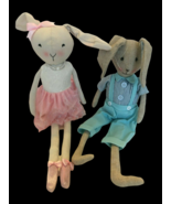 Easter Bunny Shelf Sitter Rabbit Dolls Couple Linen Spring Home Decor Ma... - £31.23 GBP