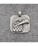 Vintage American Eagle Pendant Necklace Pewter 3D Tag USA Patriotic Amer... - $468.15 MXN