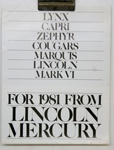 1981	1981 Lincoln Mercury Advertising  Dealer Sales Brochure    4552 - $9.41