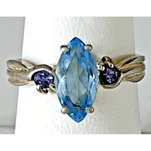 925 Sterling Silver Topaz And Amethyst Ring Size 7.75 Sky - $39.20